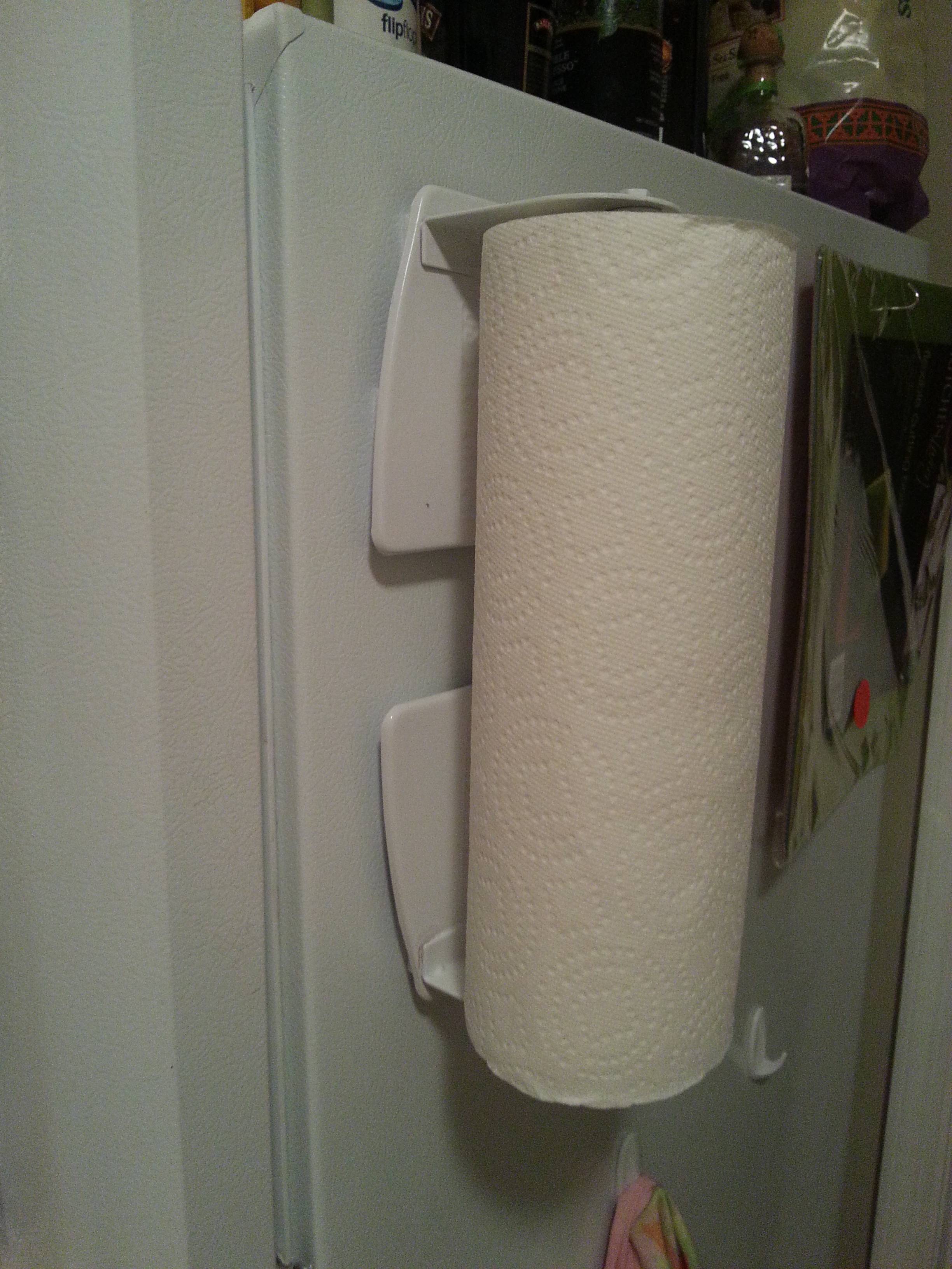 Cheaply Repurpose a Toolbox Paper Towel Holder for Your Refrigerator